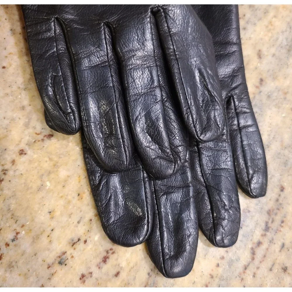 New! Size L Women's Black Leather Gloves 9.5